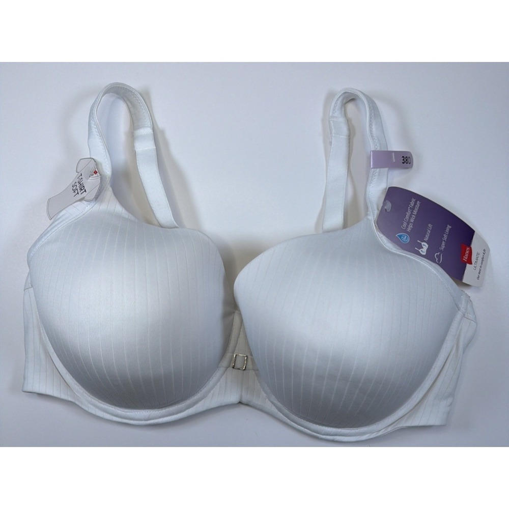 Hanes Women's Ultimate T-Shirt Soft DHHU20 Light Lift Bra White Stripe 38D NEW